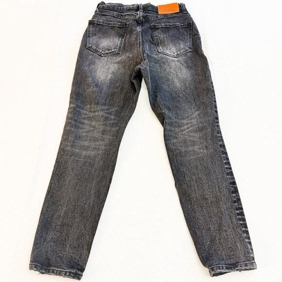 Moussy Vintage Black Charcoal Distressed Denim Jeans Straight Leg Size 25 - Picture 7 of 8